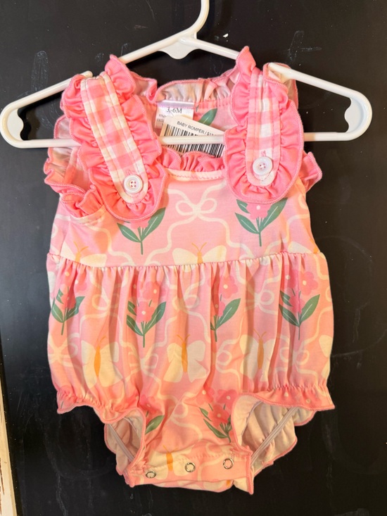 Other - Kids Pink Floral Romper with Ruffle Straps